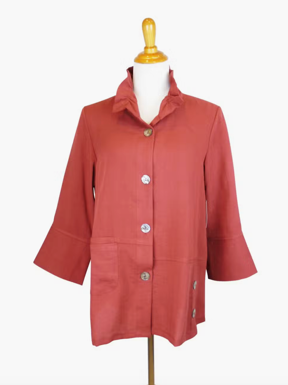 Fridaze AA330 -Joni Linen Jacket with Collar - TOMATO