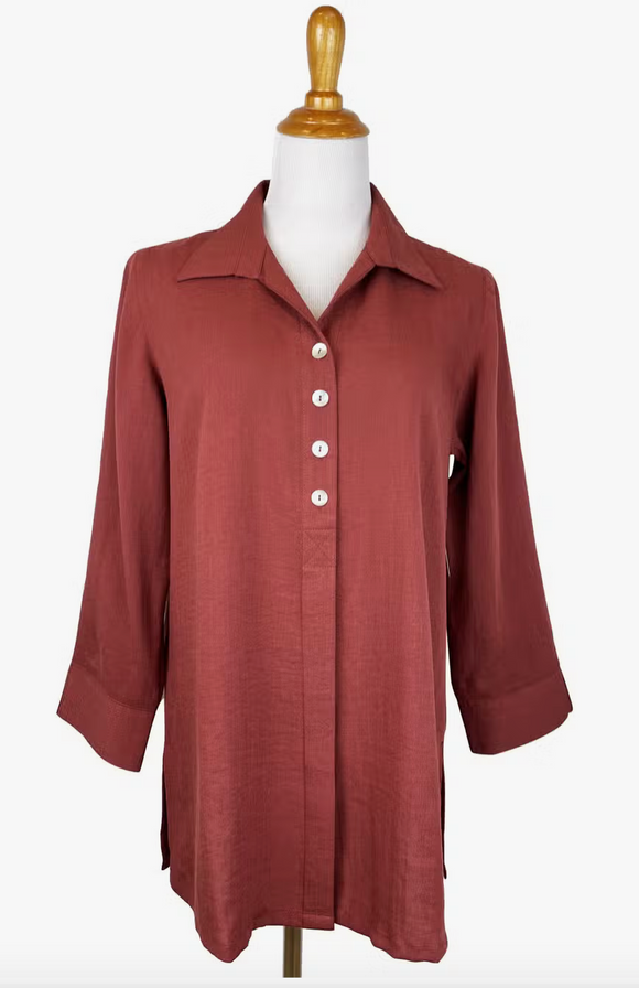 Fridaze AA192 - Eleanor Linen Blouse - TERRACOTTA