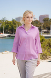 Fridaze AA161 - Short Tuxedo Linen Shirt - ORCHID