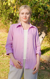 Fridaze AA161 - Short Tuxedo Linen Shirt - ORCHID