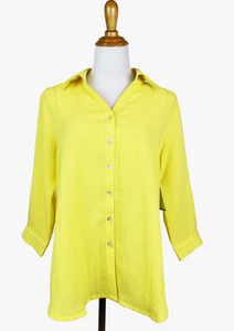 Fridaze AA161 - Short Tuxedo Linen Shirt - DAFFODIL