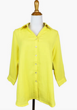 Fridaze AA161 - Short Tuxedo Linen Shirt - DAFFODIL