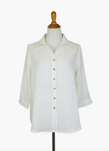 Fridaze AA161 - Short Tuxedo Linen Shirt - WHITE