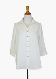 Fridaze AA161 - Short Tuxedo Linen Shirt - WHITE