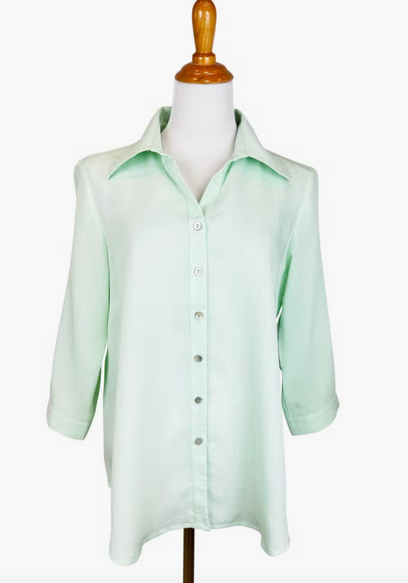 Fridaze AA161 - Short Tuxedo Linen Shirt - HONEYDEW