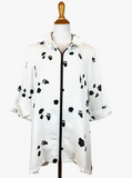 Fridaze AA328- Josie Linen Jacket - BLACK PETALS ON WHITE