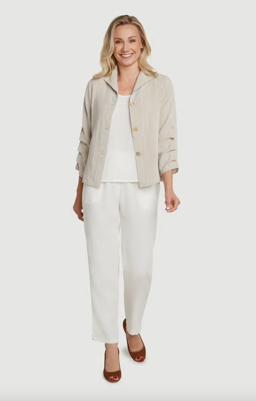 Fridaze AA47 - Ripple Tide Linen Sailor Jacket - SAND