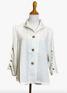 Fridaze AA47 - Ripple Tide Linen Sailor Jacket - WHITE