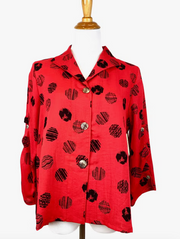 Fridaze AA47 - Ripple Tide Linen Sailor Jacket - LIPSTICK OCTAGONS