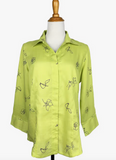 Fridaze AA265 - Diana Linen Shirt - BLACK FLORAL ON PEAR