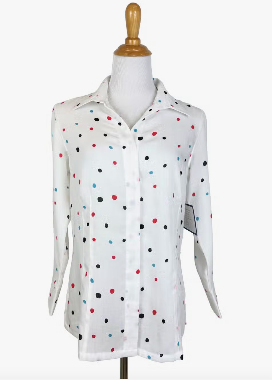 Fridaze AA265 - Diana Linen Shirt - IRREGULAR DOTS ON WHITE