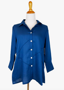 Fridaze AA252 Sabrina Linen Blouse - MEDITERRANEAN