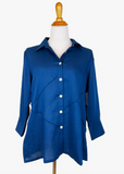 Fridaze AA252 Sabrina Linen Blouse - MEDITERRANEAN