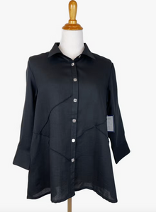 Fridaze AA252 Sabrina Linen Blouse - BLACK