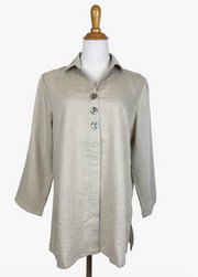 Fridaze AA366 Juilanne Linnen Blouse  - PEBBLE