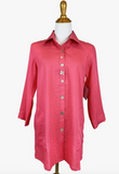 Fridaze AA268 Flower Button Linen Shirt - STRAWBERRY