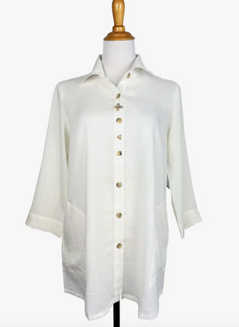 Fridaze AA268 Flower Button Linen Shirt - WHITE