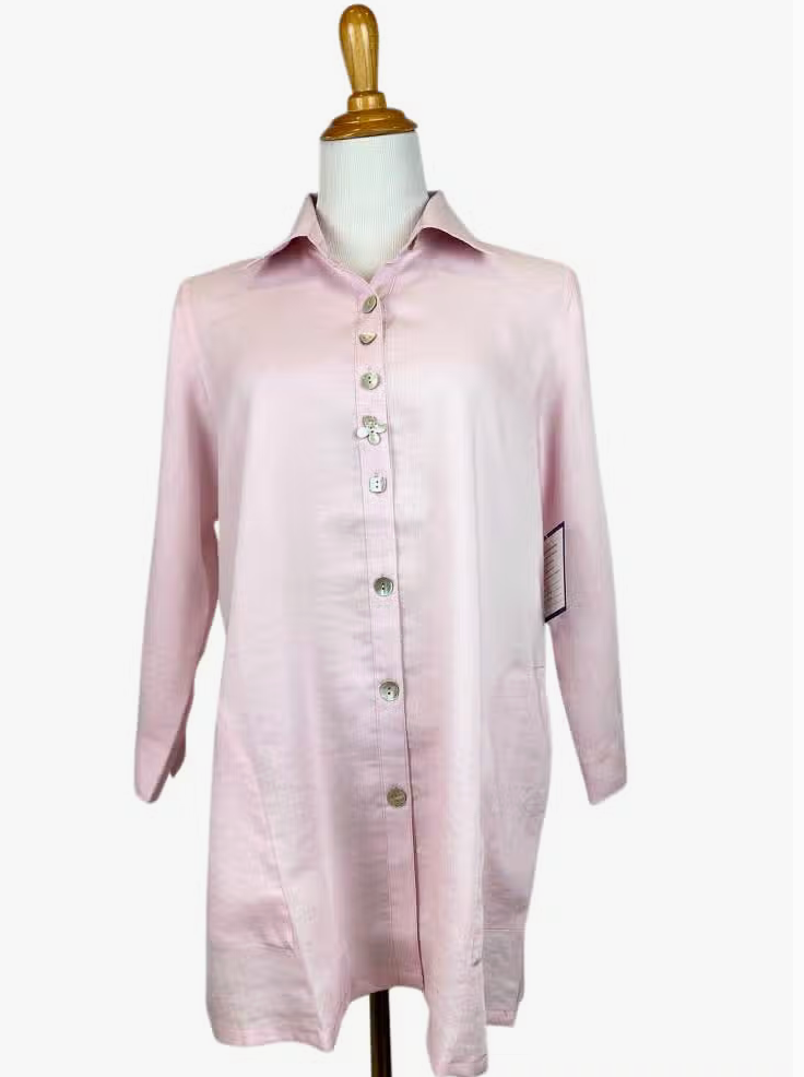Fridaze AA268 Flower Button Linen Shirt - PETAL