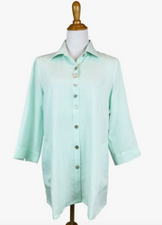 Fridaze AA268 Flower Button Linen Shirt - HONEYDEW