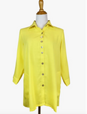 Fridaze AA268 Flower Button Linen Shirt - DAFFODIL