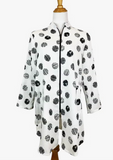 Fridaze AA218- Side Button Zippered Linen Tunic - BLACK OCTAGONS ON WHITE