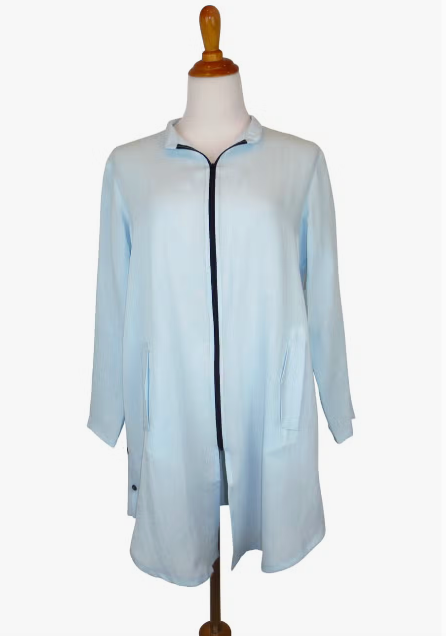Fridaze AA218- Side Button Zippered Linen Tunic - SEAGLASS