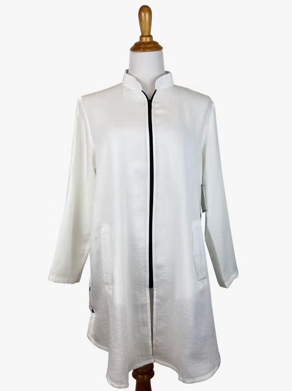 Fridaze AA218- Side Button Zippered Linen Tunic - WHITE