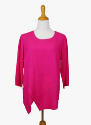 Fridaze AA123- Linen Pullover with Asymmetric Hem- CAMELLIA