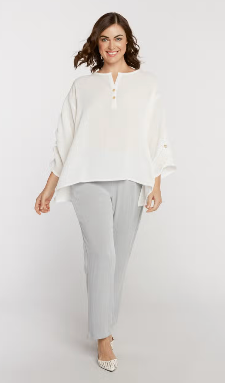 Fridaze AA36- Ripple Tide Linen Pullover- WHITE