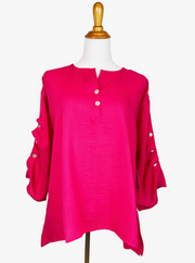 Fridaze AA36- Ripple Tide Linen Pullover- CAMELLIA