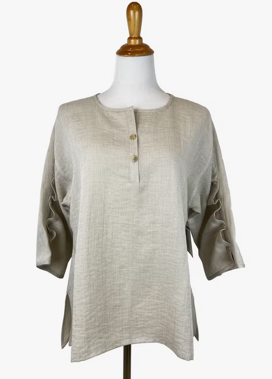 Fridaze AA36- Ripple Tide Linen Pullover- SAND