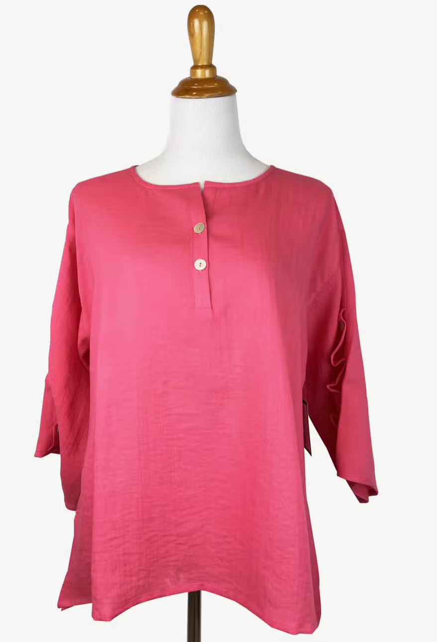 Fridaze AA36- Ripple Tide Linen Pullover- PASSION FLOWER
