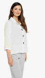 Fridaze AA85- Horn Button Linen Short Jacket- WHITE