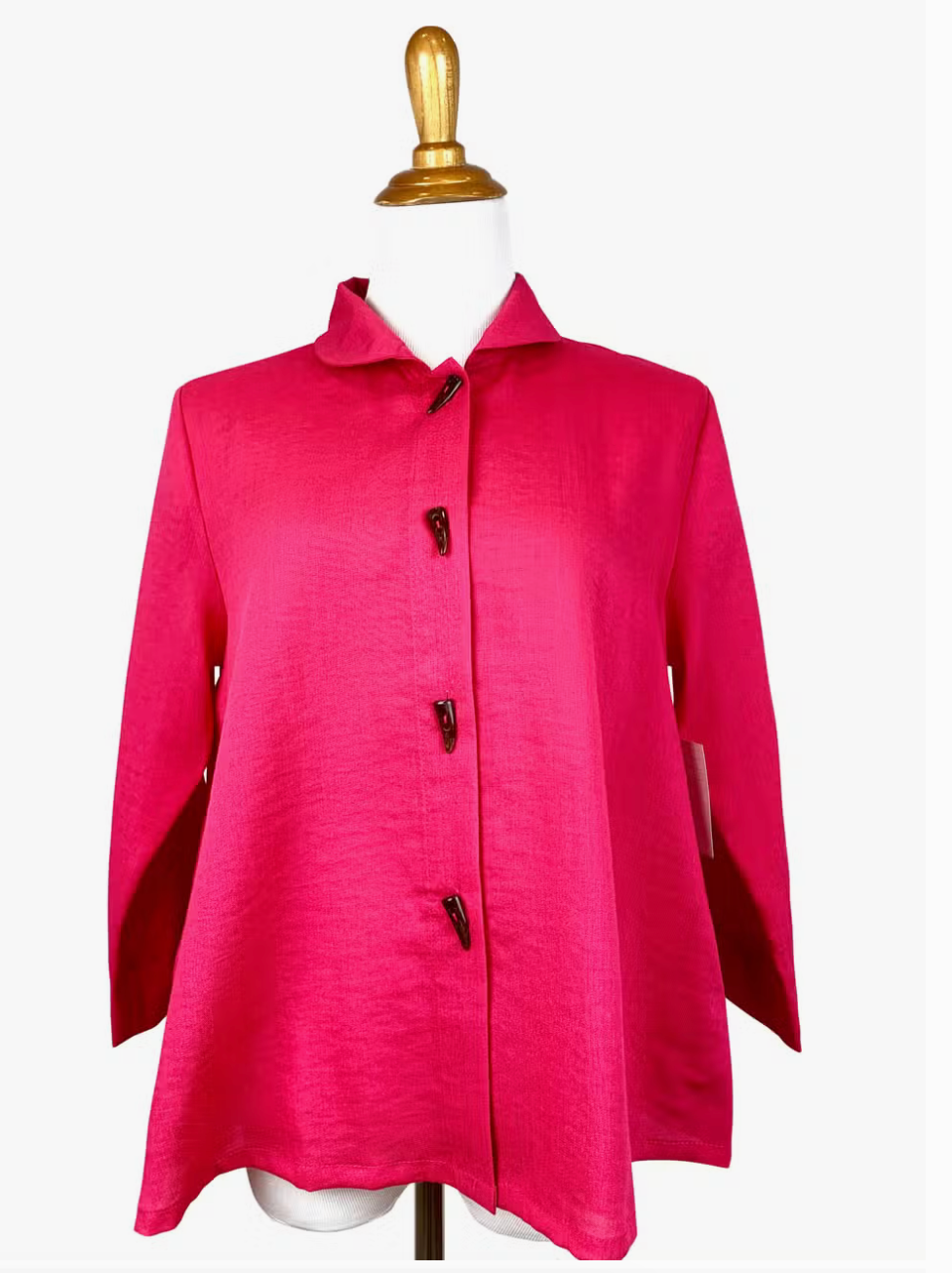 Fridaze AA85- Horn Button Linen Short Jacket- STRAWBERRY