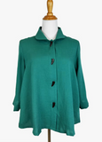 Fridaze AA85- Horn Button Linen Short Jacket- EVERGREEN