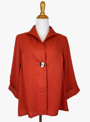 Fridaze AA188- One Button Short Linen Jacket- PAPRIKA