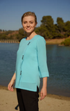 Fridaze AA377- Jasmine Linen Pullover Top- SEAGLASS