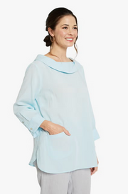 Fridaze AA272- Boat Neck Linen Pullover - SEAGLASS