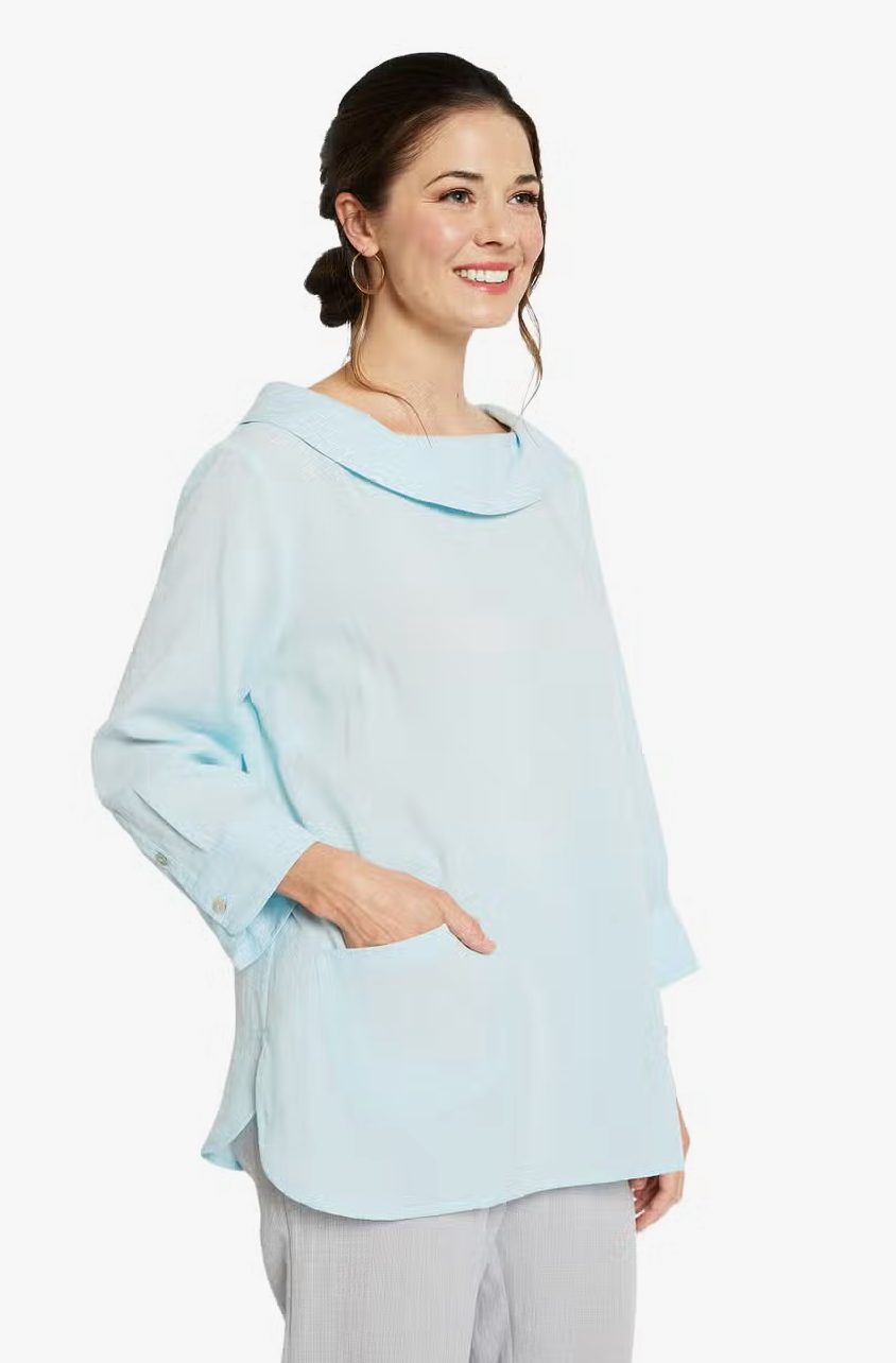 Fridaze AA272- Boat Neck Linen Pullover - SEAGLASS