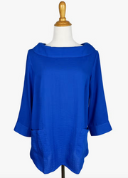 Fridaze AA272- Boat Neck Linen Pullover - MEDITERRANEAN