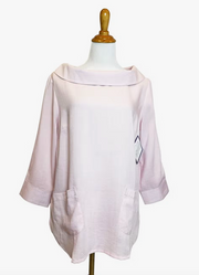 Fridaze AA272- Boat Neck Linen Pullover - PETAL
