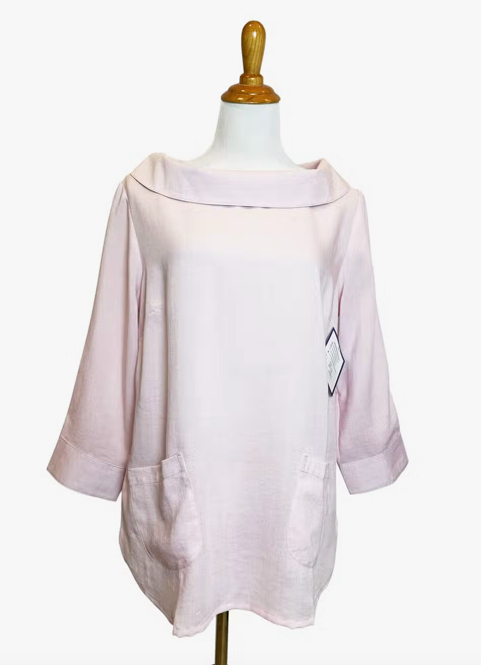 Fridaze AA272- Boat Neck Linen Pullover - PETAL