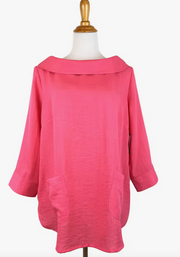 Fridaze AA272- Boat Neck Linen Pullover - PASSION FLOWER