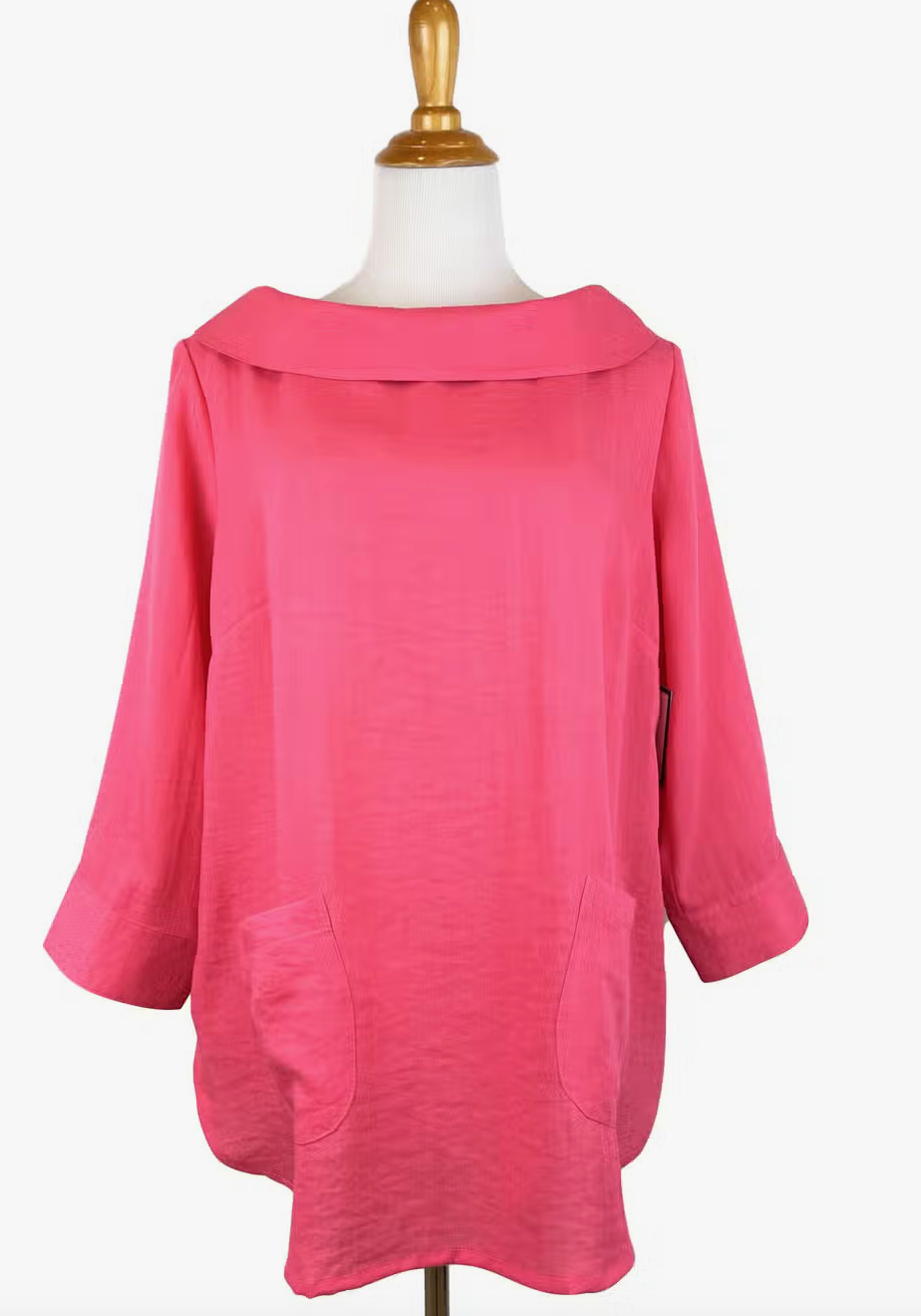 Fridaze AA272- Boat Neck Linen Pullover - PASSION FLOWER