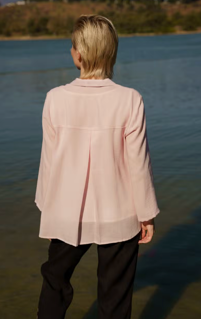 Fridaze AA379- Mia Mixed Buttons Linen Blouse - PETAL
