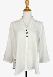 Fridaze AA379- Mia Mixed Buttons Linen Blouse - WHITE