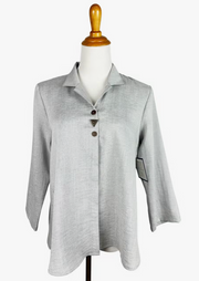 Fridaze AA379- Mia Mixed Buttons Linen Blouse - PEBBLE