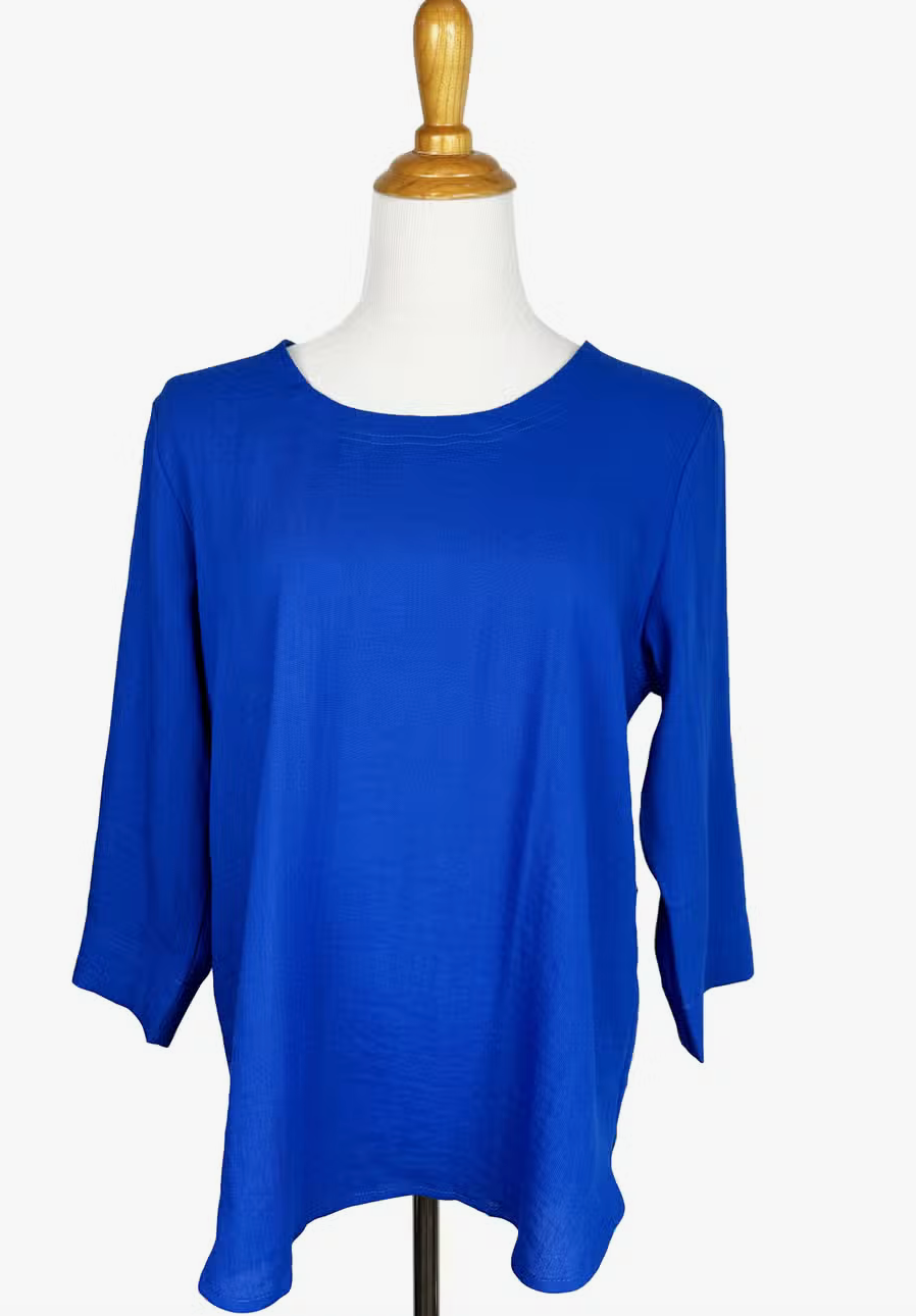 Fridaze AA210 - Anastasia Linen Pullover with Pleated Back - MEDITERRANEAN