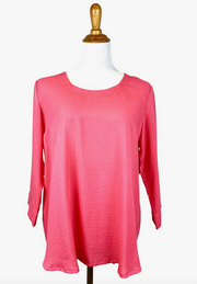 Fridaze AA210 - Anastasia Linen Pullover with Pleated Back - PASSION FLOWER