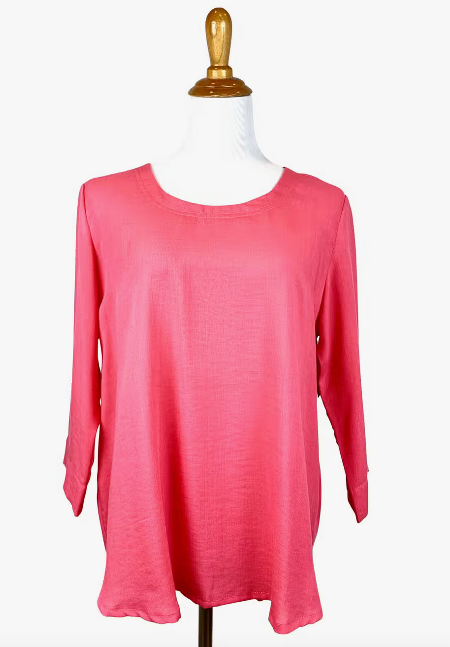 Fridaze AA210 - Anastasia Linen Pullover with Pleated Back - PASSION FLOWER